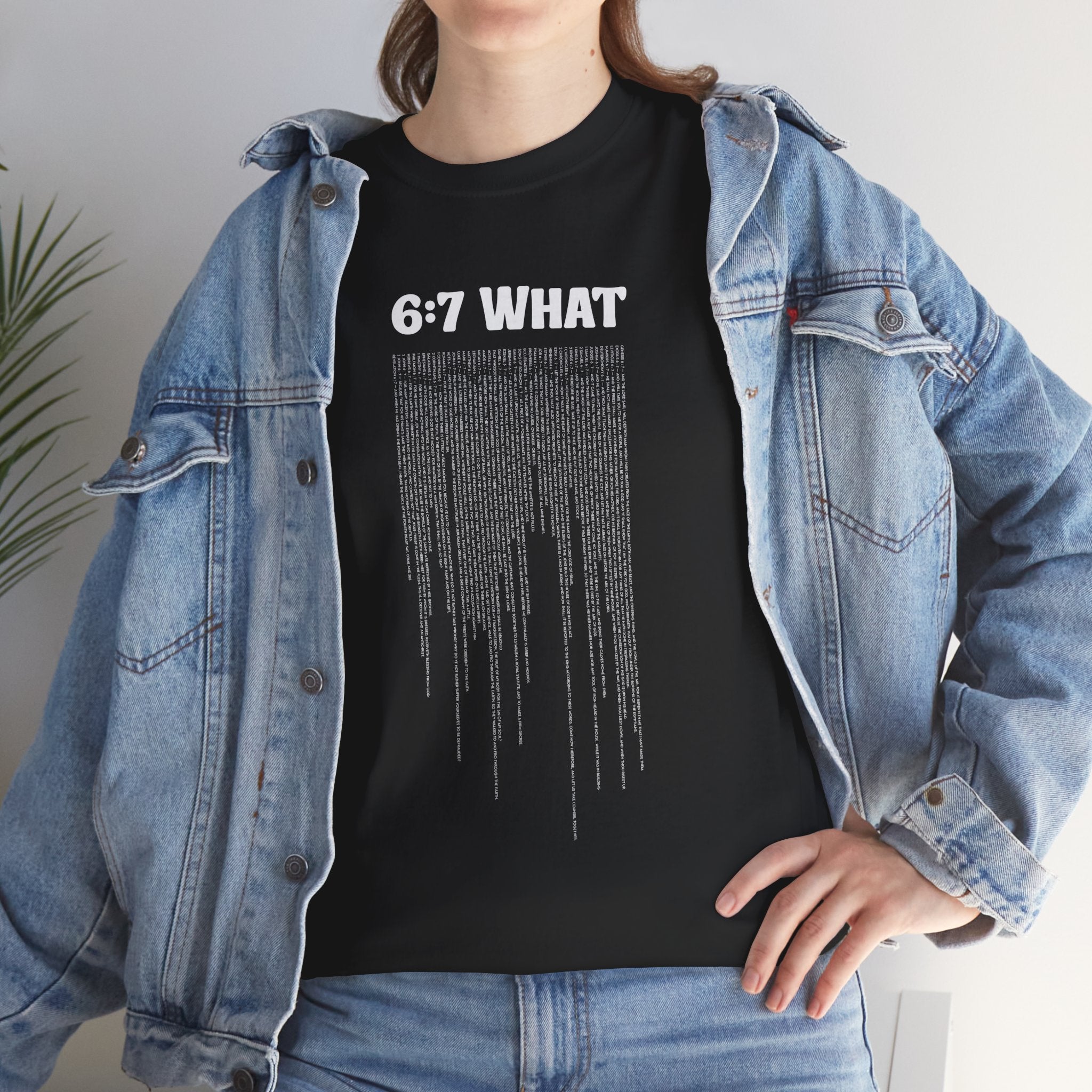 6:7 What | Drip Graphic Tee | Distressed Text, Urban Grunge Style | Biblical Humor