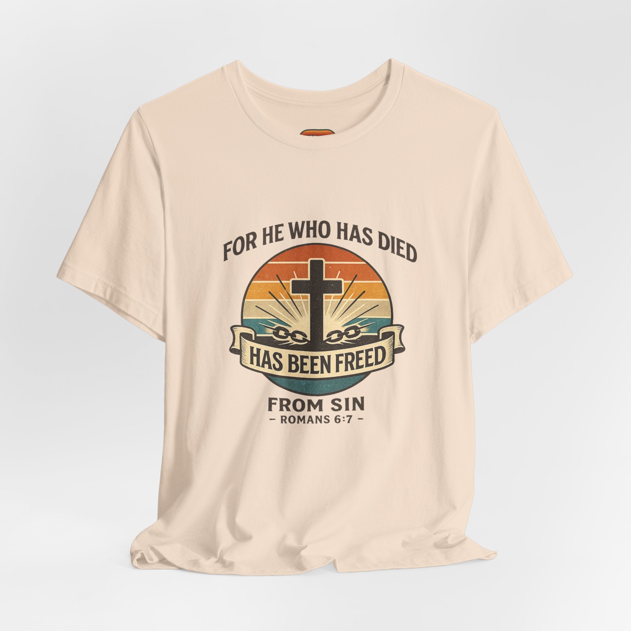 "For He Who Has Died Has Been Freed" Romans 6:7 | Vintage Sunset Tee