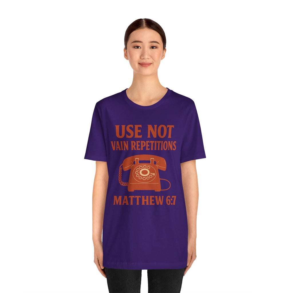 “Use Not Vain Repetitions” Vintage Phone Tee | Matthew 6:7 | Christian Graphic T-Shirt