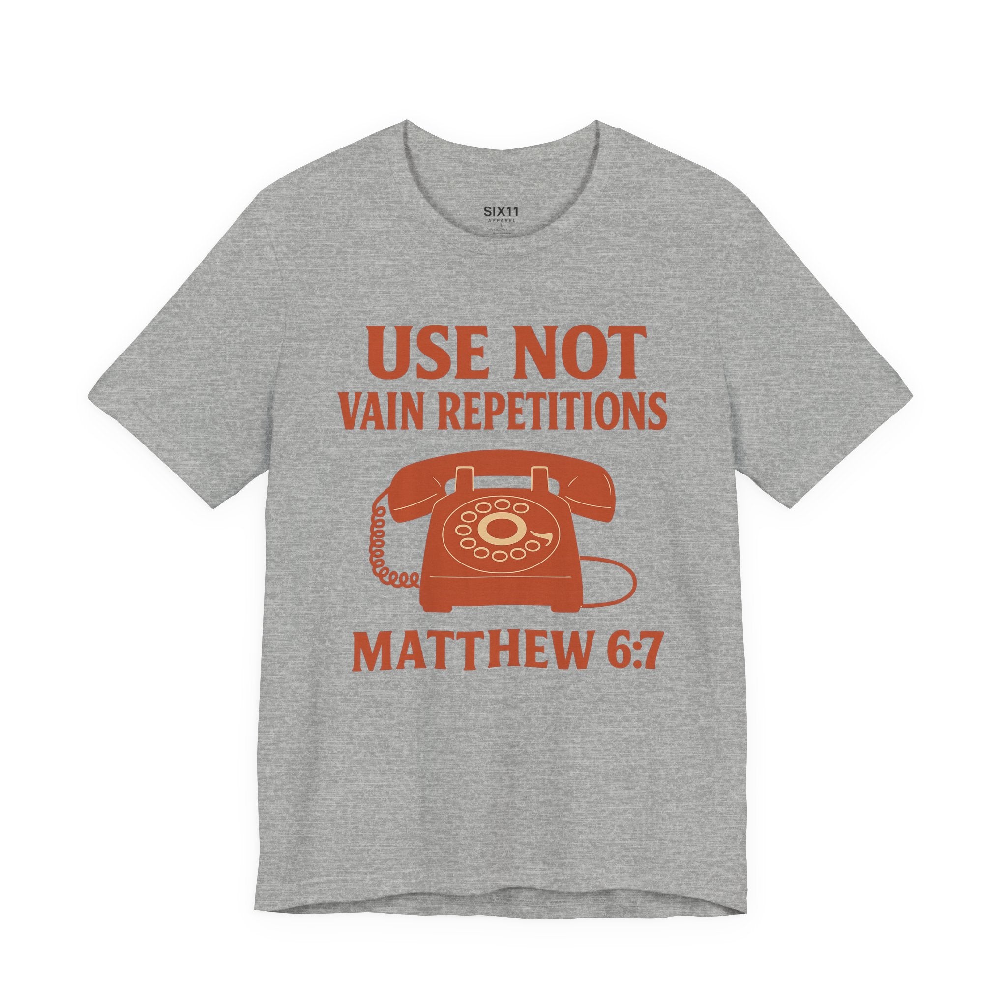 “Use Not Vain Repetitions” Vintage Phone Tee | Matthew 6:7 | Christian Graphic T-Shirt