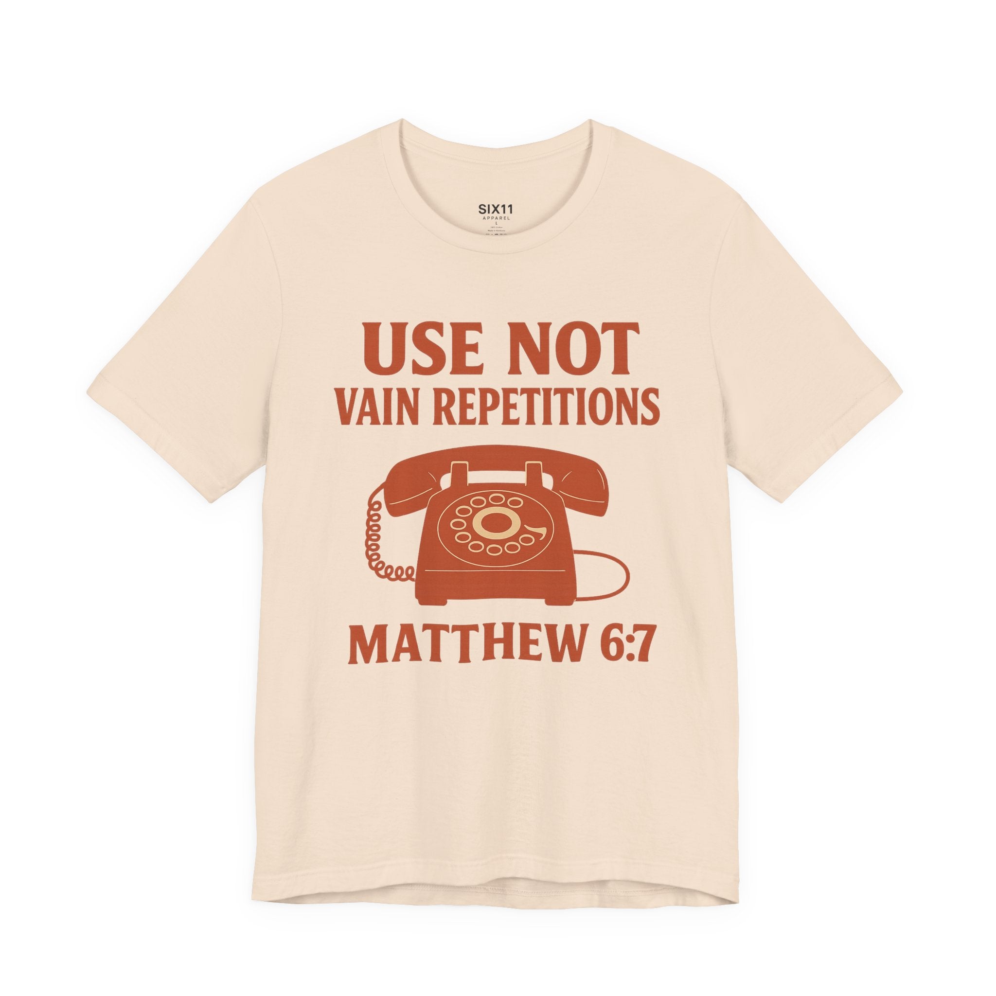 “Use Not Vain Repetitions” Vintage Phone Tee | Matthew 6:7 | Christian Graphic T-Shirt