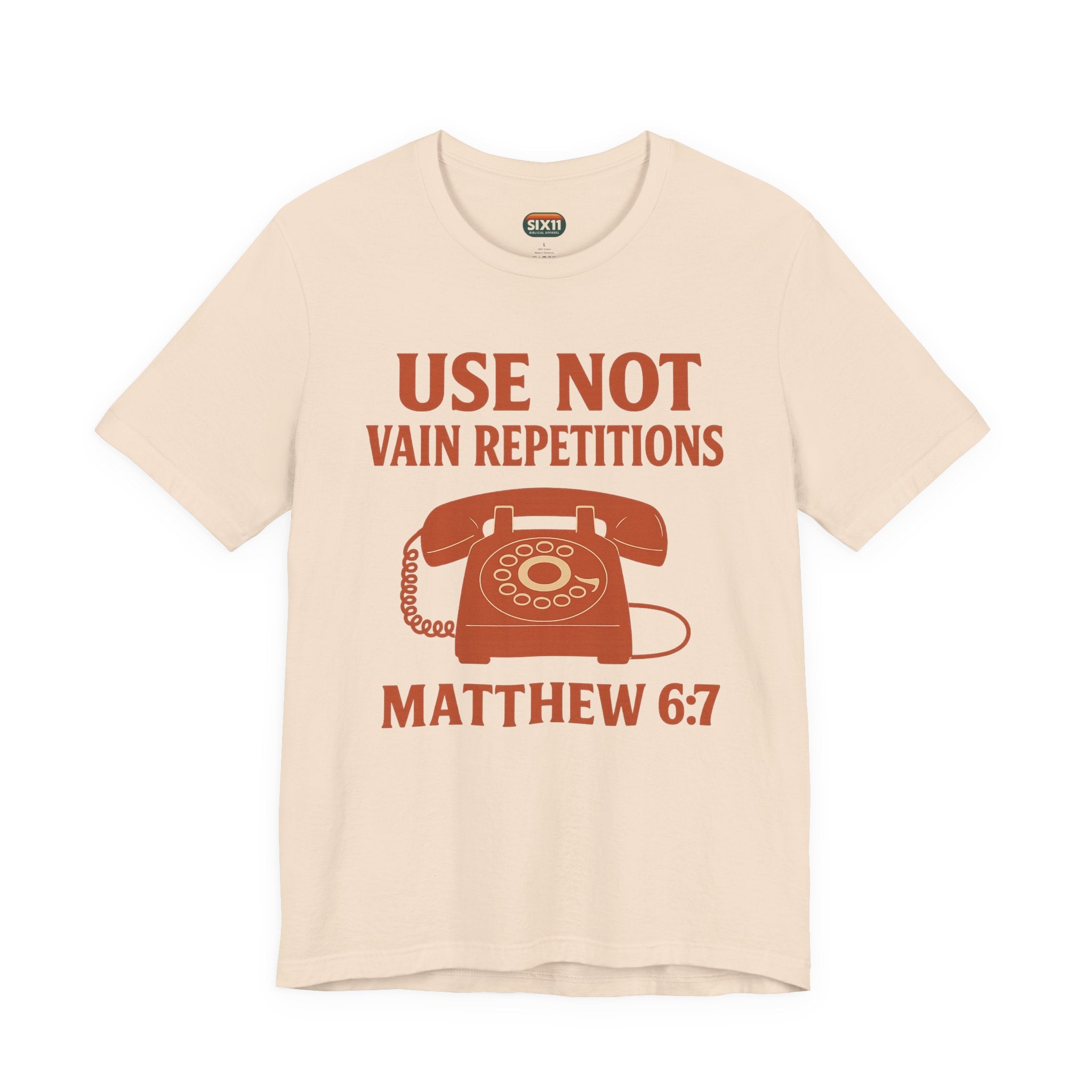 “Use Not Vain Repetitions” Vintage Phone Tee | Matthew 6:7 | Christian Graphic T-Shirt
