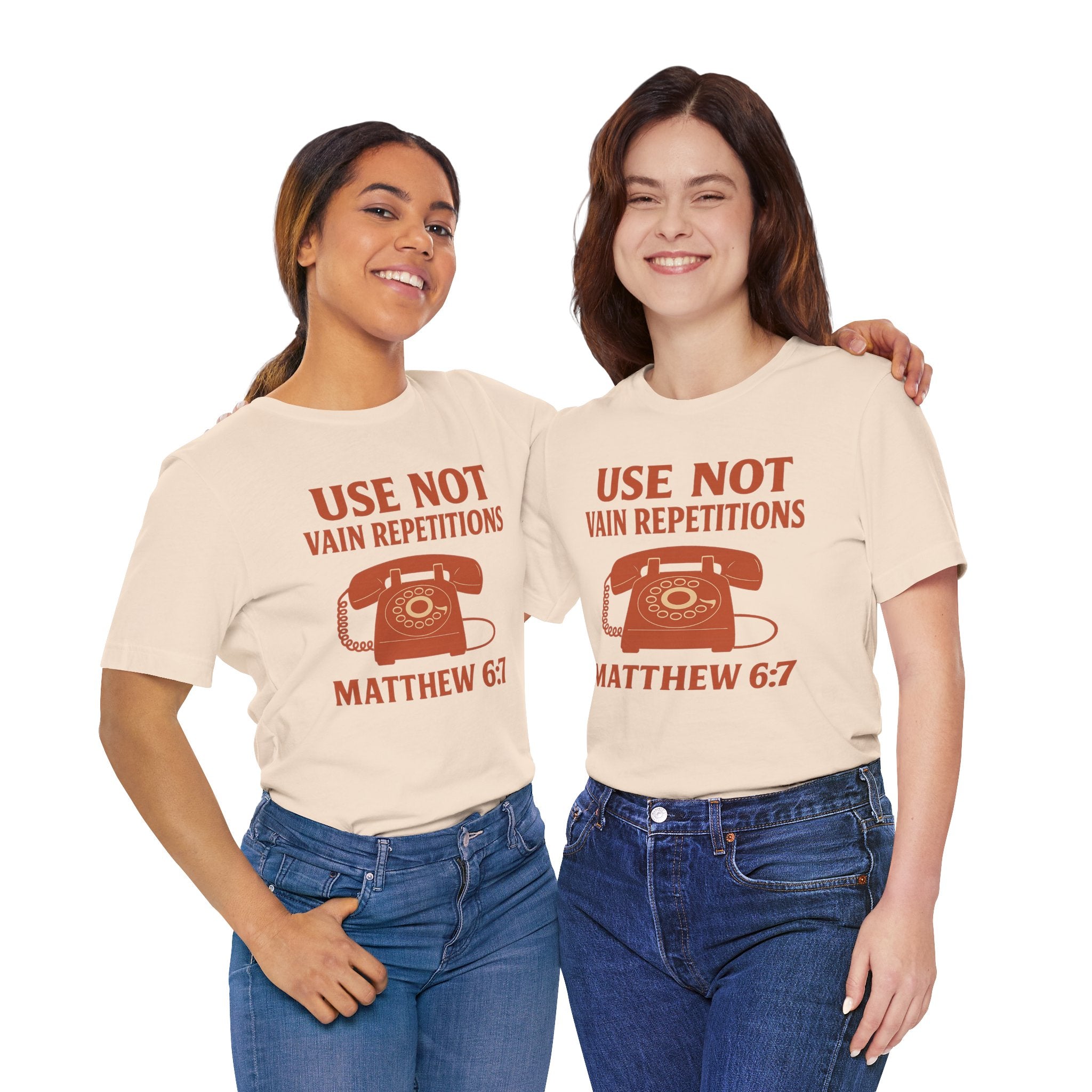 “Use Not Vain Repetitions” Vintage Phone Tee | Matthew 6:7 | Christian Graphic T-Shirt