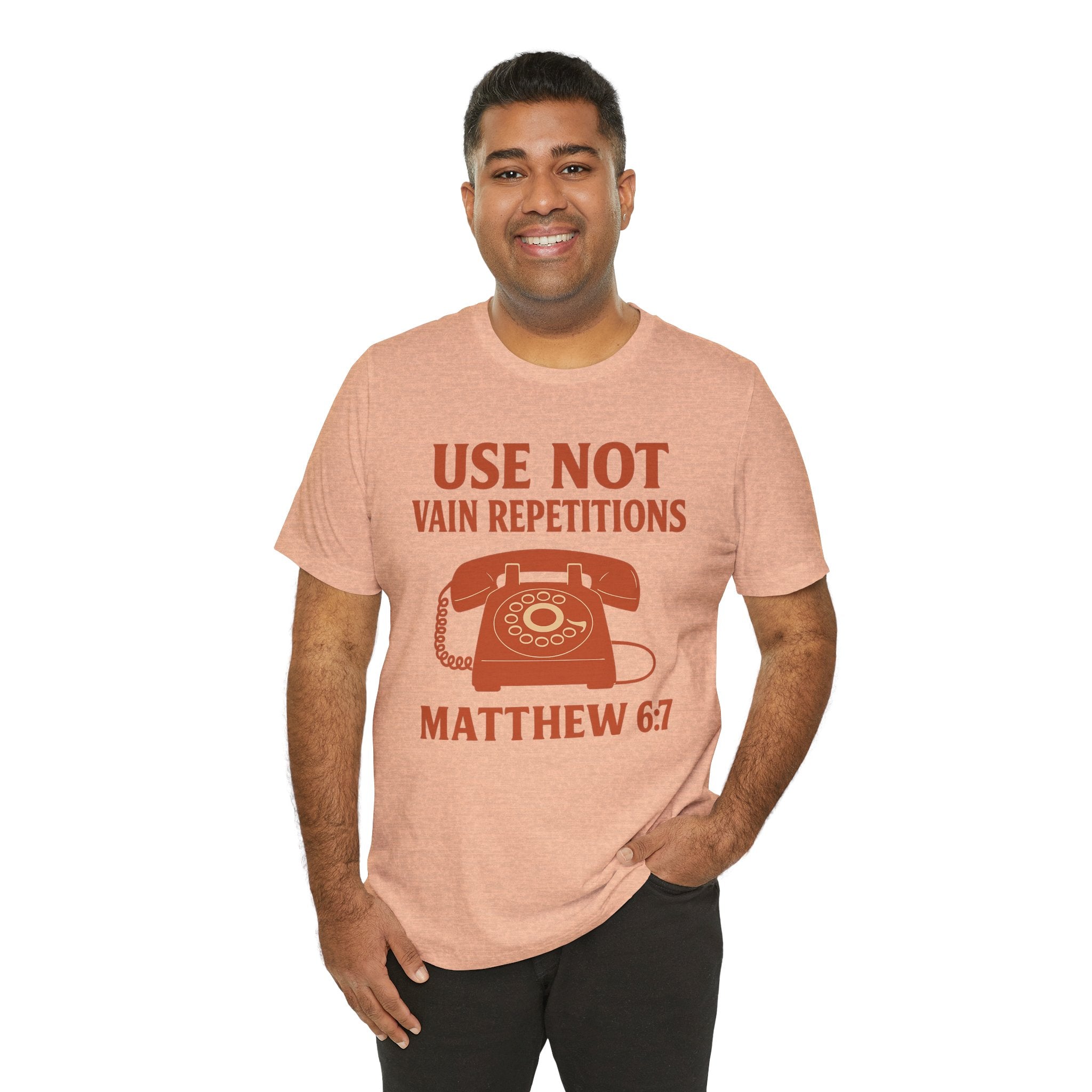 “Use Not Vain Repetitions” Vintage Phone Tee | Matthew 6:7 | Christian Graphic T-Shirt