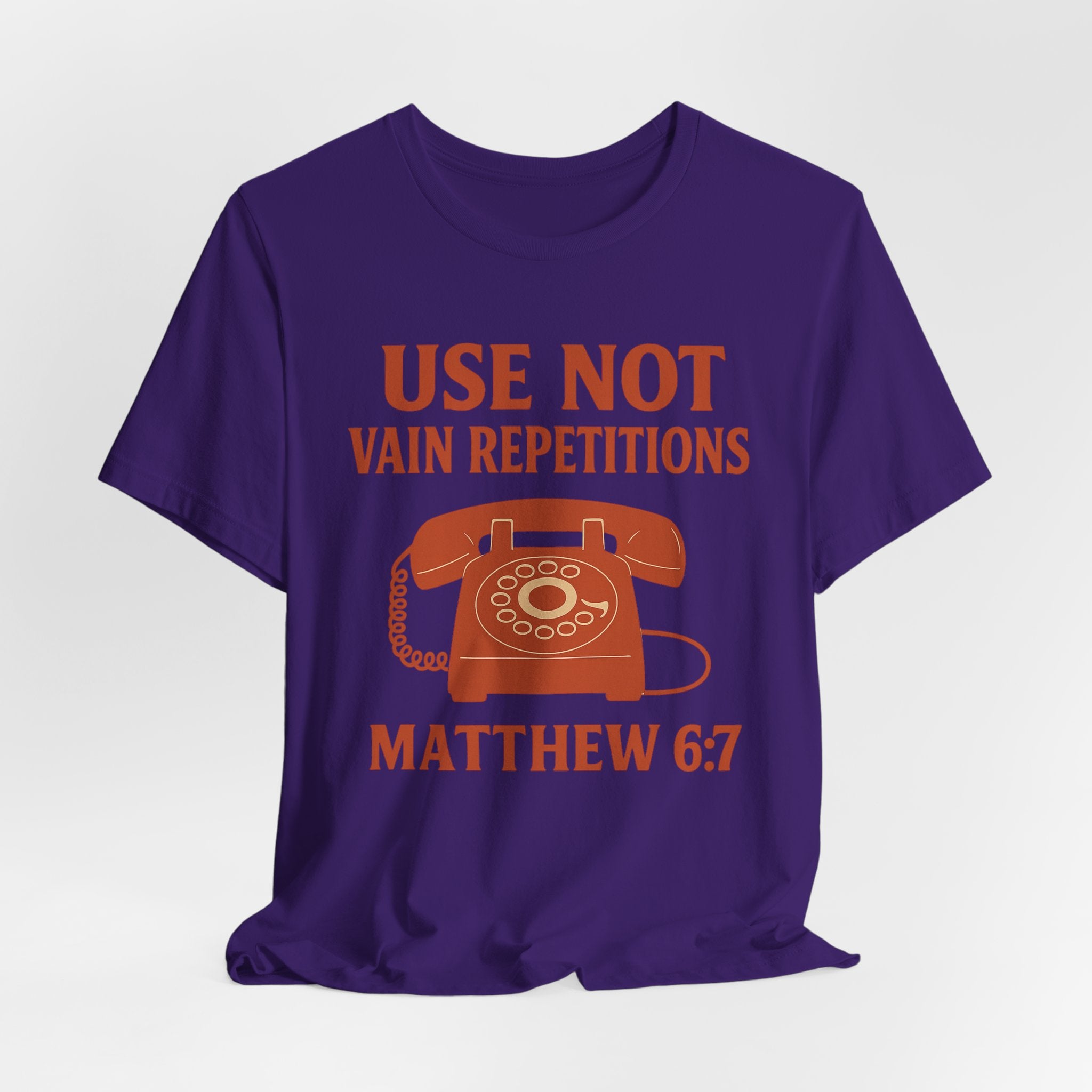 “Use Not Vain Repetitions” Vintage Phone Tee | Matthew 6:7 | Christian Graphic T-Shirt